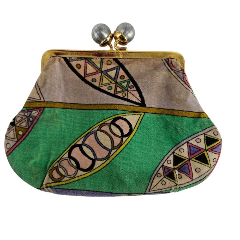 Rare Vintage 1960s Emilio Pucci Clutch | Psychedelic Print & 24KT Gold Replated